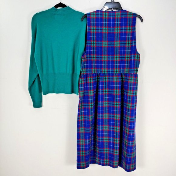 Pendleton Portland Size M 2 Piece Set Dress & Sweater Plaid Tartan Wool Green - Picture 2 of 9
